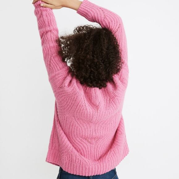 Madewell Charley Pullover Sweater Pink Size Small EUC Cable Knit Breast Cancer - Picture 3 of 11
